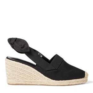 Ralph Lauren Helma Espadrille Wedges | Black Linen and Jute | Size 8.5